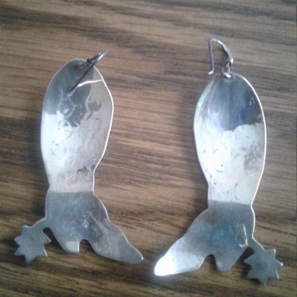 Vintage Boots & Spurs Native American Sterling Earrings - Picture 2 of 5